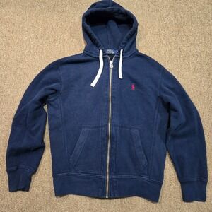 Polo Ralph Lauren Hoodie Mens Size Small Navy Blue Full Zip Embroidered Pony